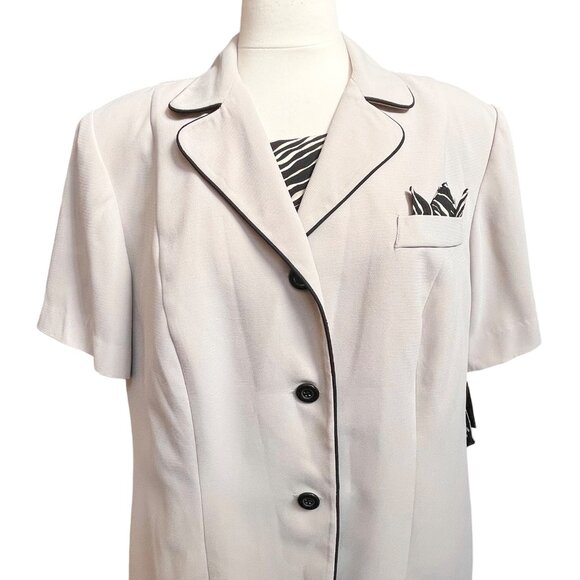 Studio I /  I Plus 2 Piece Set 18W Beige / Black Short Sleeve Jacket Zebra Dress - Picture 2 of 14